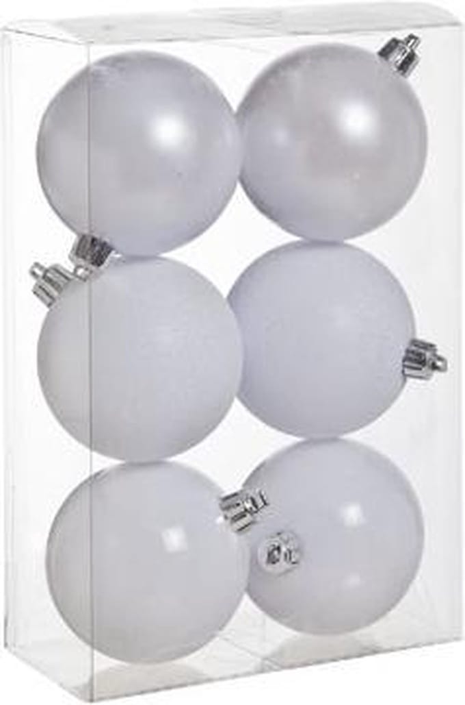 Cosy&Trendy Kerstballen Ø 8 cm - Wit assorti - Set-6