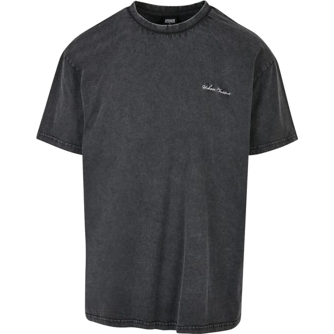 Urban Classics - Oversized Small Embroidery Heren Tshirt - S - Zwart