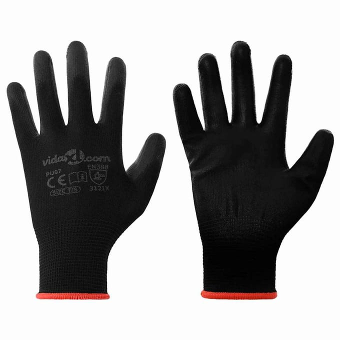 vidaXL Werkhandschoenen 24 st Zwart 7 / S Polyester
