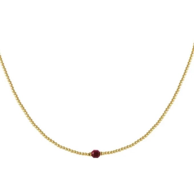 Yehwang Ketting met kleurrijke steen fuchsia