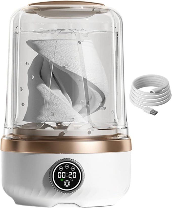 Mini Wasmachine - Draagbare Wasmachine - Ondergoed Wassen - Oplaadbaar & Stil - 2L Capaciteit - Wit