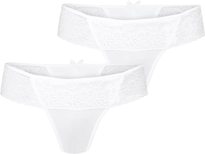 Bellivalini Dames Slip Onderbroek – (2Pack) Wit – M - MS-GAB-161-String-2P