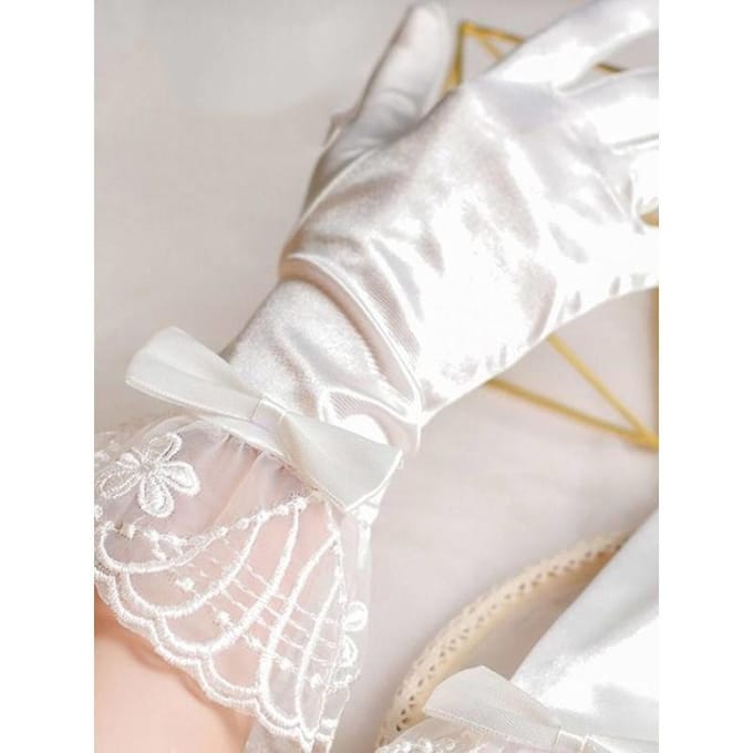 Date de Mariage Gants Courts Blancs Accessoires Mariée Dames white