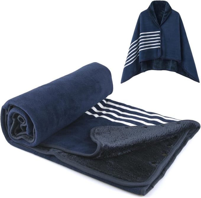 Comfortabele Fleece Draagbare Deken Poncho met Knopen voor Dames