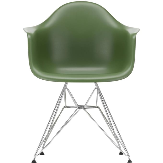 Vitra - DAR Eames Plastic Armchair - forest RE - verchroomd - groen