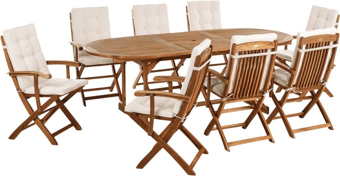 MAUI PREMIUM - Tuinset voor 8 - Lichtbeige - Acaciahout