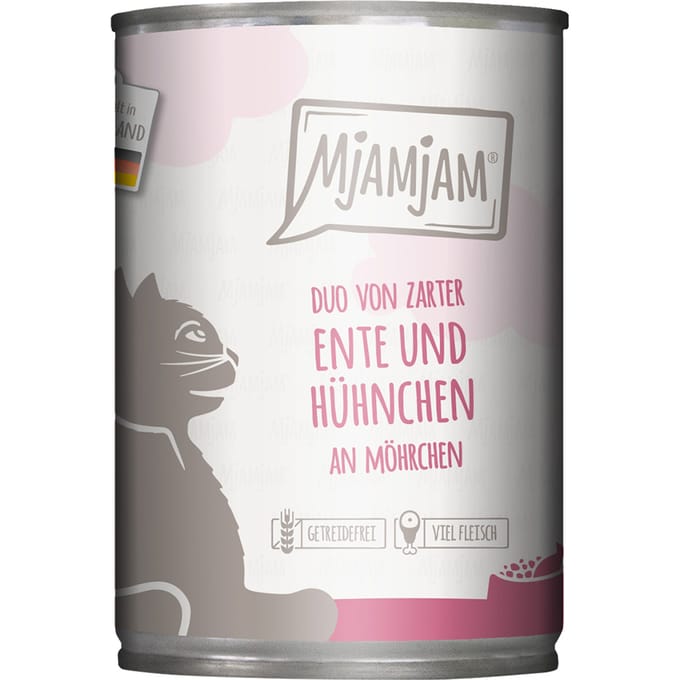 24x400g MjAMjAM Duo tender duck & chicken on carrots nat kattenvoer