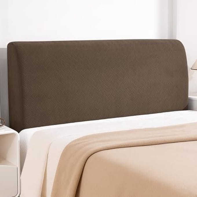 Rekbare Stofdichte Hoes Voor Hoofdbord Van Het Bed 120CM - Bruin