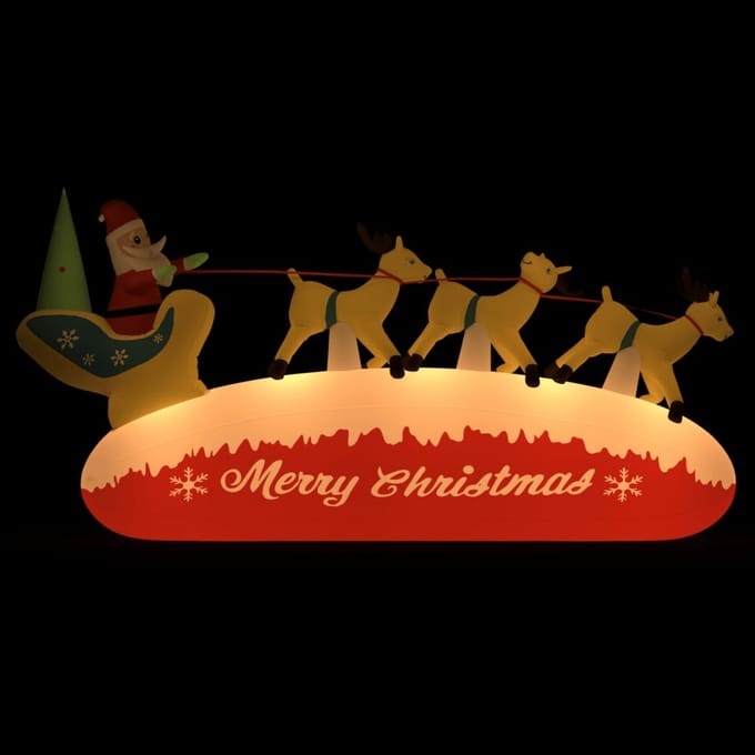 vidaXL - Kerstdecoratie - kerstman - en - rendieren - opblaasbaar - LED - 145 - cm