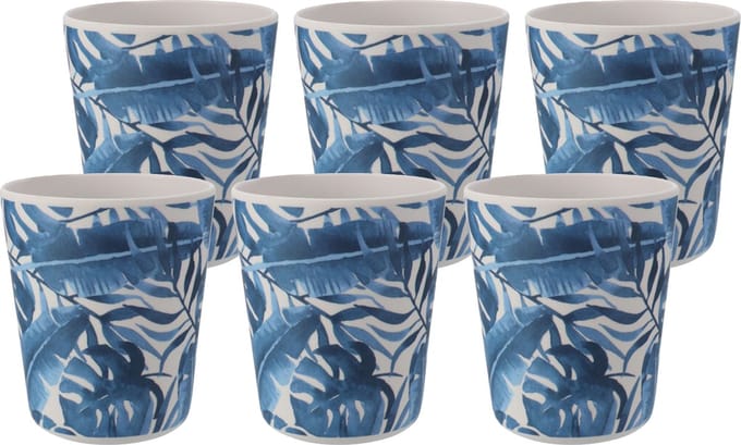 Excellent Houseware drinkbeker - 6x - kunststof/melamine - met print - 9 x 11 cm - 440 ml