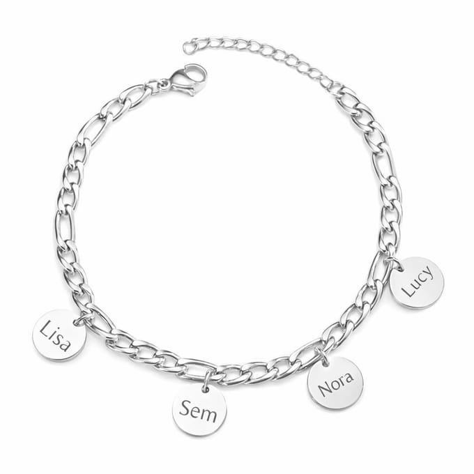 Schakelarmband met 4 Muntjes Zilver