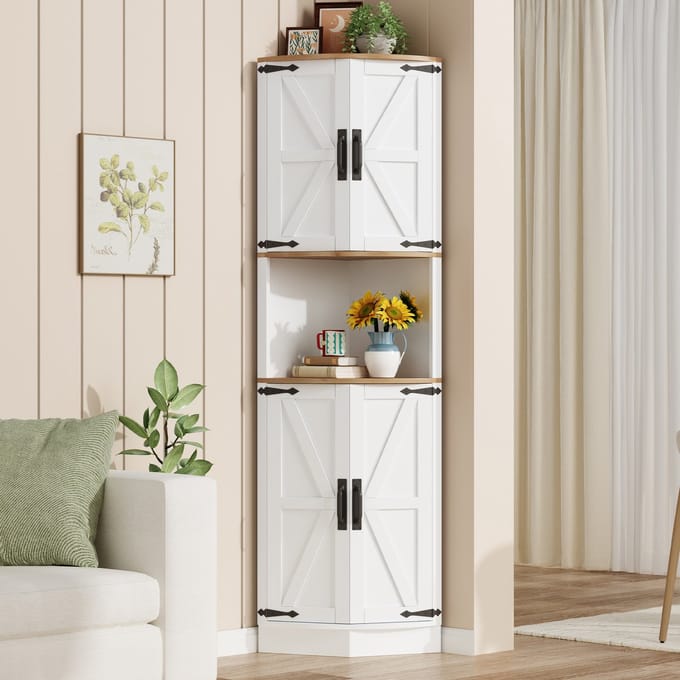 Wit MDF Hoekopbergkast Woonkamer Keuken 39.5×39.5×180cm
