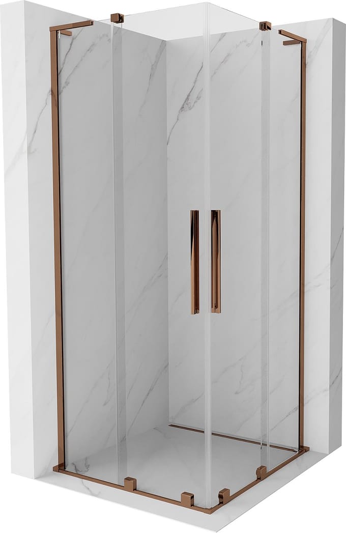Mexen Velar L Duo schuifdouchecabine 80 x 80 , transparant, roségoud - 871-080-080-02-03-60