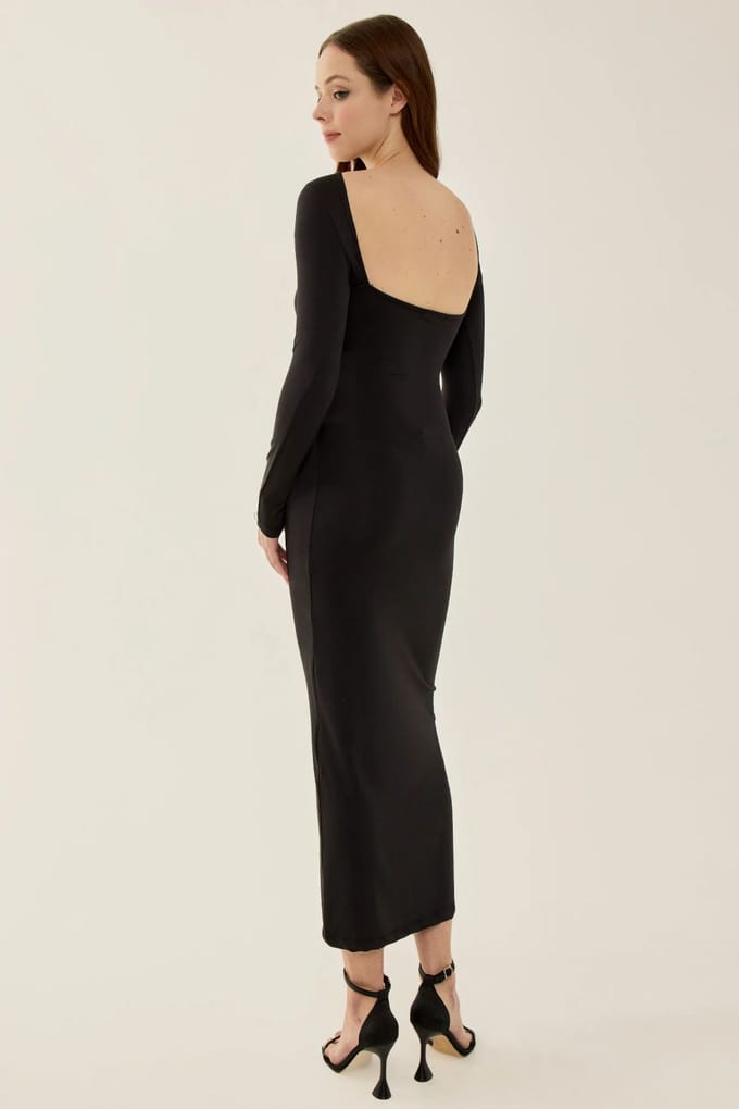 Gehaakte Midi Jurk met Open Rug