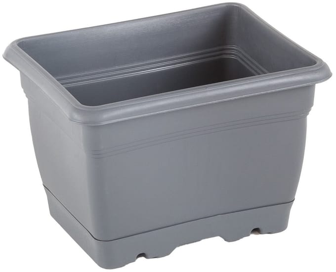 Bloembak - Set van 2 - met wateropvang en vaste waterschaal - antraciet - Balkonbak 21cm