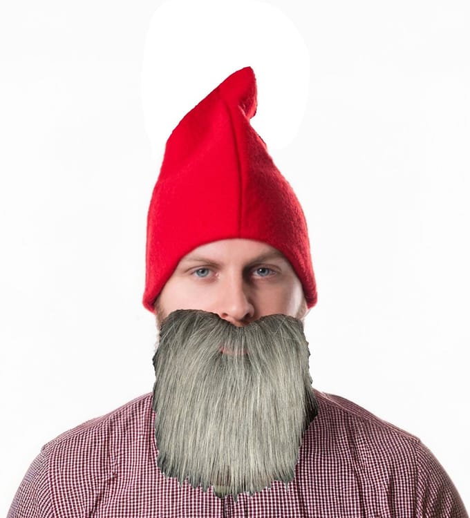 Fiestas Kabouters/dwergen verkleedset - kaboutermuts rood - met grijze lange baard - polyester - volwassenen