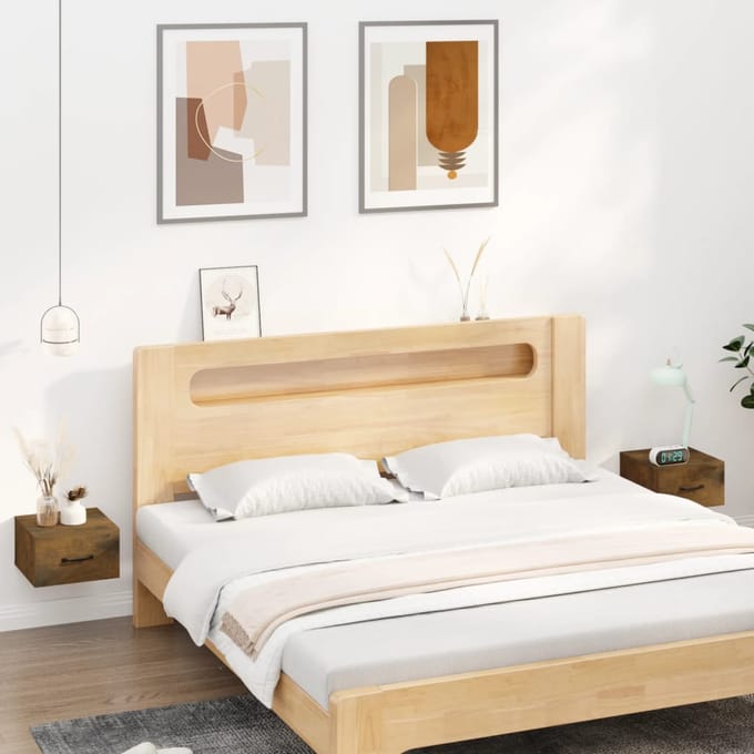 vidaXL - Nachtkastjes - 2 - st - wandgemonteerd - 35x35x20 - cm - gerookt - eikenkleur