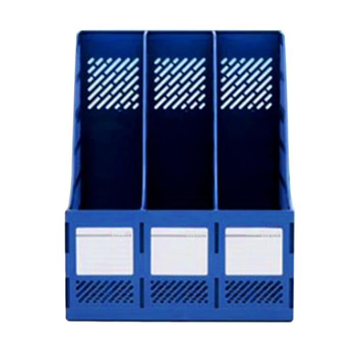 Bureau Organizer Documenthouder Boekensteun 3 Vakken Plastic Blauw voor Tafelopslag black
