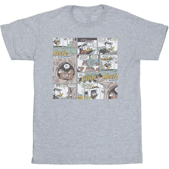 Disney Heren Knabbel en Babbel Strip-T-shirt (Sportgrijs)