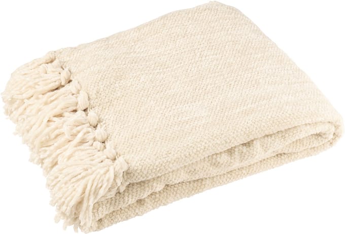J-Line deken Chenille - polyester - ecru