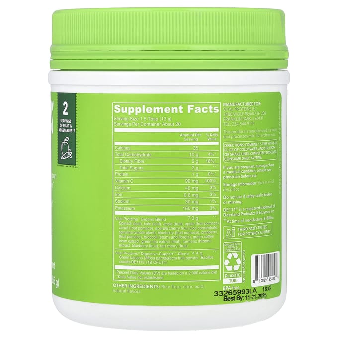 Daily Greens, Groene Appel, 265G(9.3oz)
