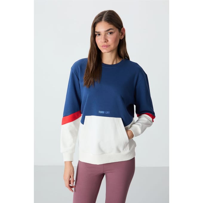 Oversized Kleurgeblokte Crewneck Sweater