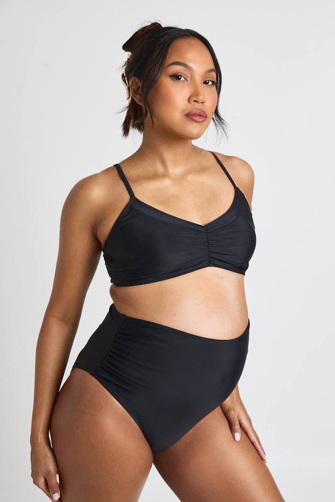 boohoo Dames Zwangerschaps Bikini Top Met Rimpeling | Zwart | Maat: 36