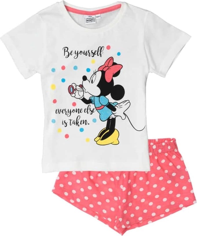 Disney Minnie Mouse - Shortama - wit met roze - Pyjama - maat 128