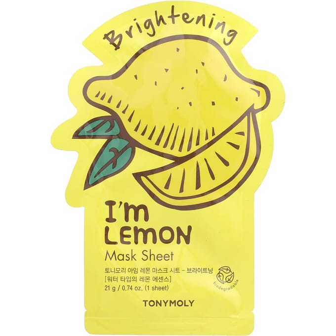 Ik ben Citroen, Verhelderend Schoonheidsmasker Vlies, 1 Vel, 21G(0.74Oz) yellow