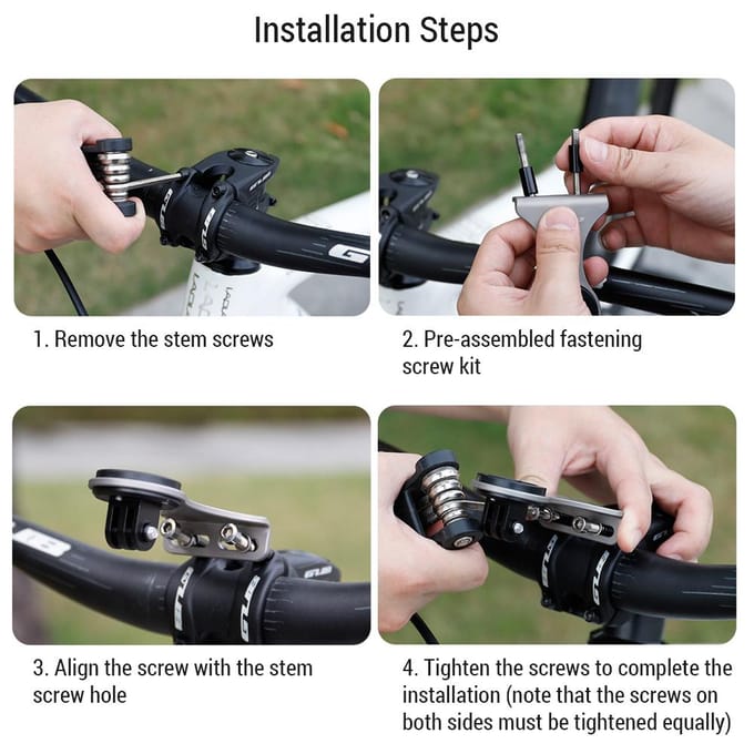 Fietscomputerhouder voorop Ti-legering Fietssnelheidsmeterhouder met Camera-adapter en zilver