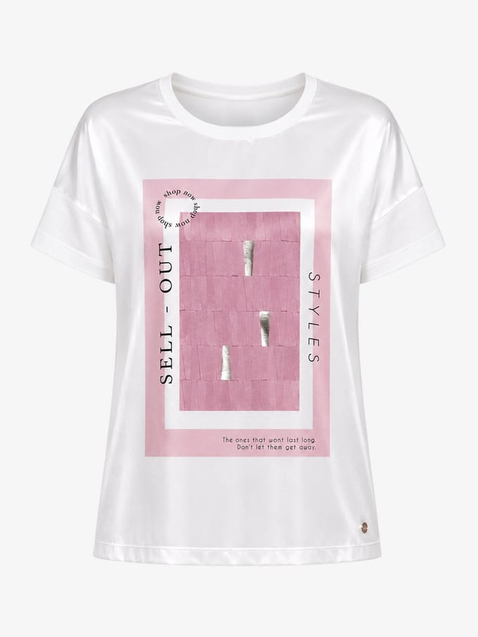 van Verla - Sellout Tshirt - Dames - Korte mouw - Ronde hals - wit / rose - Maat S