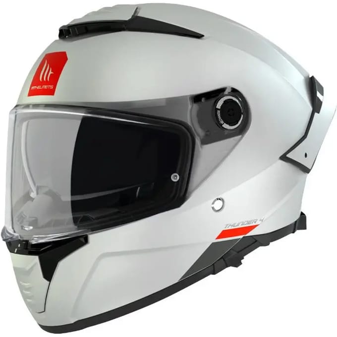 MT Thunder 4 SV Integraal helm solid glans wit M - Motorhelm Scooterhelm
