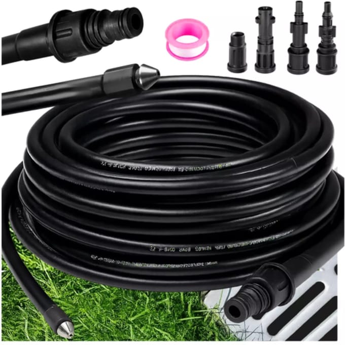 Ruhhy pijpreinigingsslang 15 m – hogedruk, 138 bar – met 4 adapters