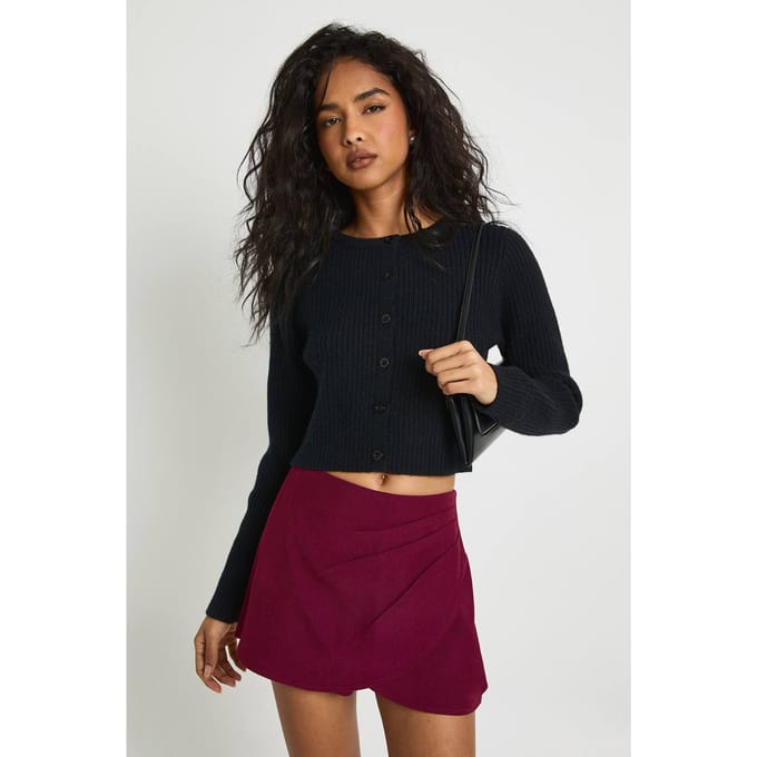 boohoo Dames Op maat gemaakte skort met wikkeldetail | Wine | Maat: 8