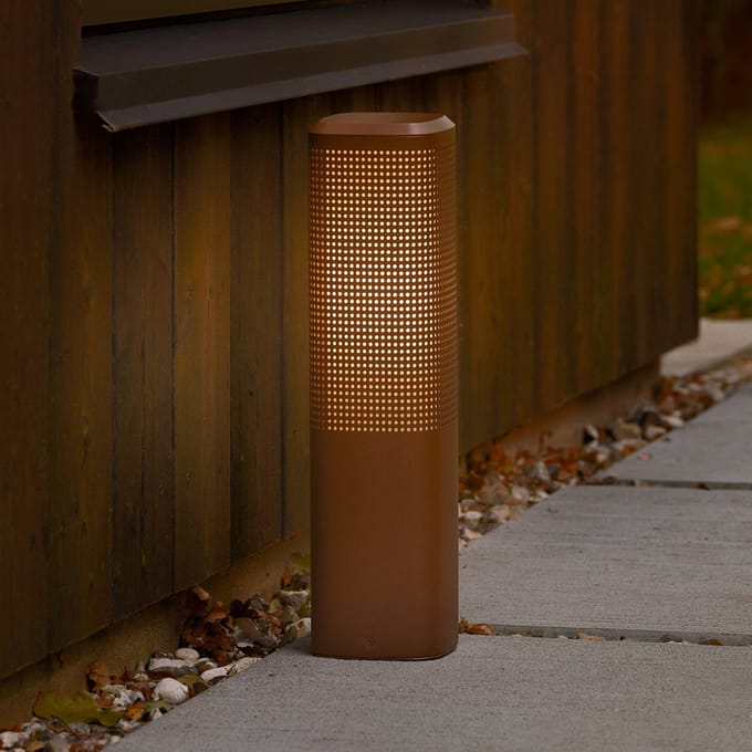 Nordlux Sokkellamp Sidara 45 Seaside, bruin, aluminium, IP44, E27