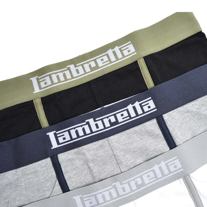 Lambretta Heren Classic Boxershorts (Set van 3) (Zwart/Grijs/Wit)