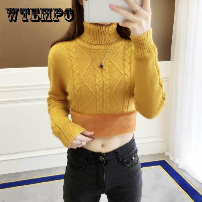 Pull à col montant pour femme, mode automne et hiver, pull slim grande taille, pull chaud pour le froid S
