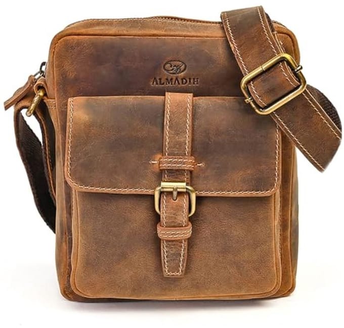 Heren leren tas bruin vintage