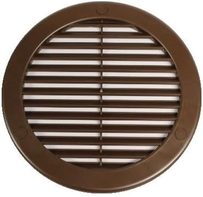 Ronde Ventilatierooster ⌀ 150 mm Bruin met Insectenhor en Aansluitflens