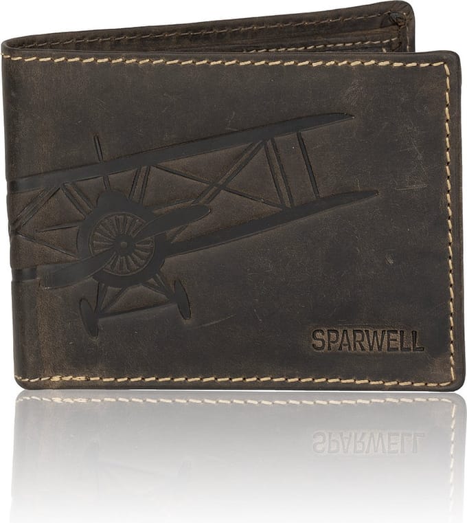 Sparwell Miles Heren Portemonnee - 100% Leer - Donker Bruin