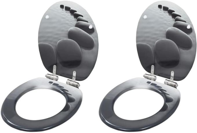 Toiletbril Set - WC Deksel - Badkamer Opknappen - Soft Close - 2 stuks - Stenen Design