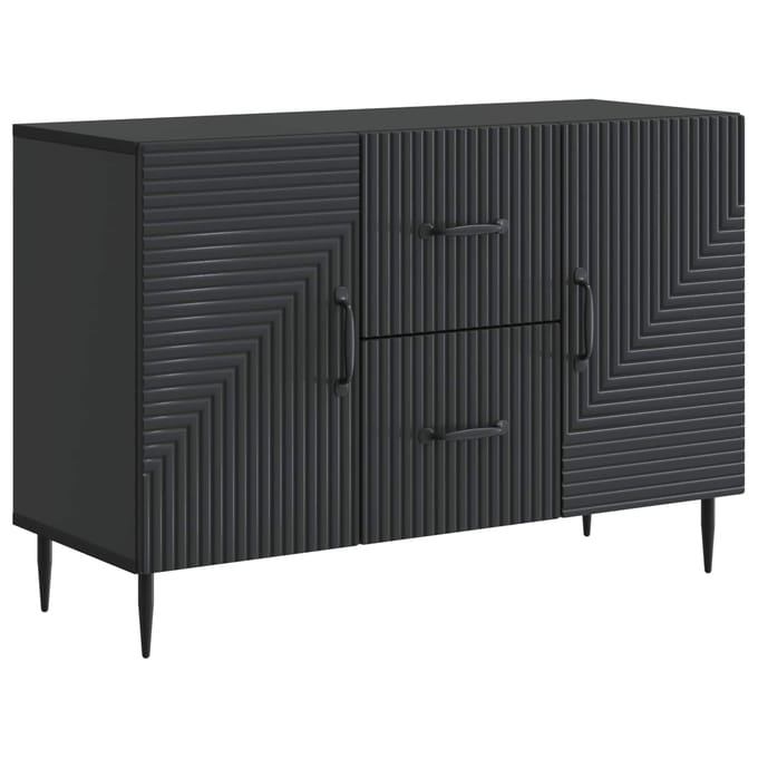 vidaXL - Dressoir - met - lade - Zwart - 89 - x - 34,5 - x - 60 - cm - Bewerkt - hout