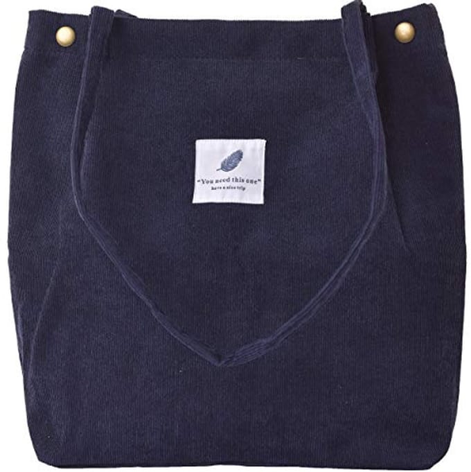 Grote corduroy schoudertas dames - ultralicht en ruim