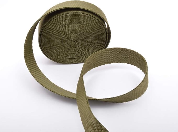 Polypropyleen Singels - Webbing Rol - Outdoor Activiteiten - Hoge Kwaliteit Materiaal - 25mm x 5 Meter - Olijf