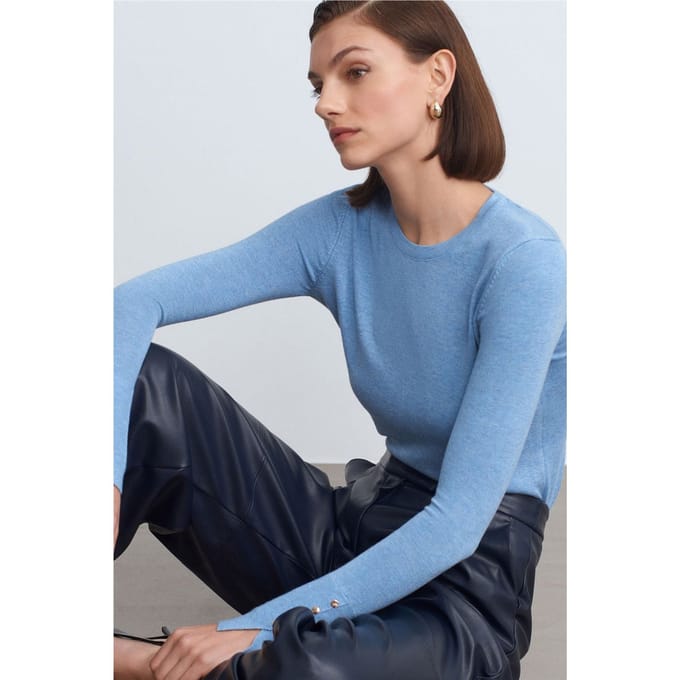 Slim Fit Geribbelde Ronde Hals Trui