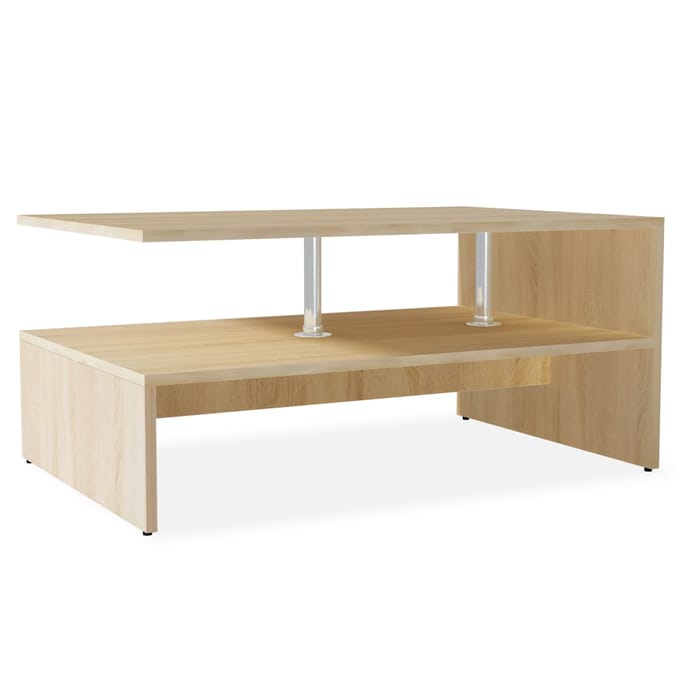 vidaXL - Salontafel - 90x59x42 - cm - bewerkt - hout - eikenkleurig