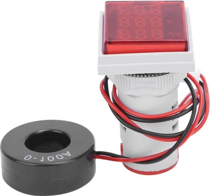 Wechselspannungs-Strommessgerät 60-500 V 0-100 A Frequenzmesser Multifunktions-Energie-Energie-Panel-Messgerät LCD-Digitalanzeige Amperemeter Voltmeter(rot) .