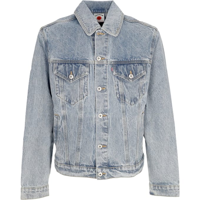 jas Jeans running man hond Denim Trucker jas licht wassen blauw
