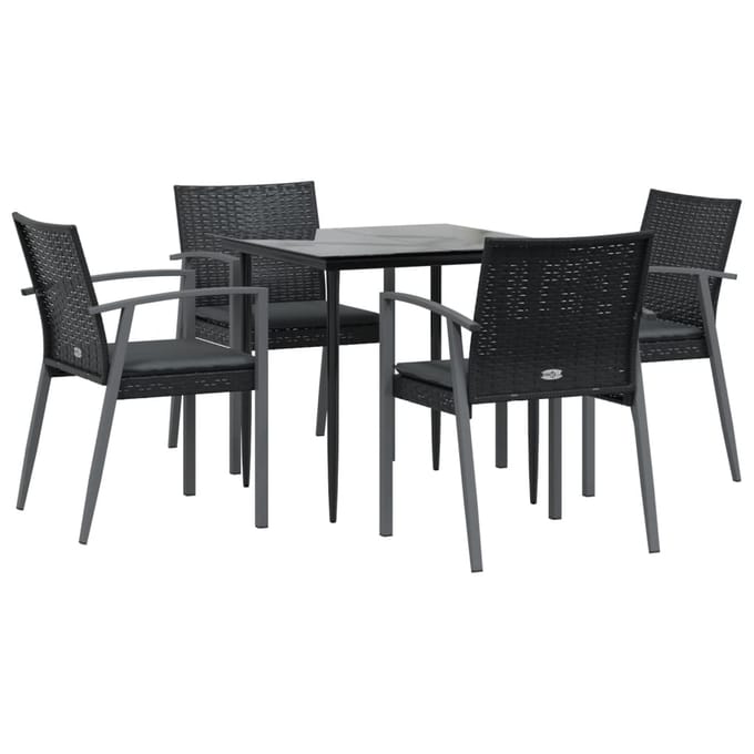 vidaXL - 5-delige - Tuinset - met - kussens - poly - rattan - en - staal