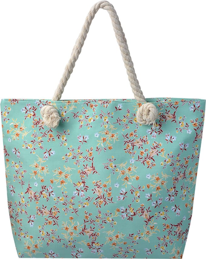 Juleeze Strandtas 43x33 cm Groen Polyester Bloemen Handtas Dames